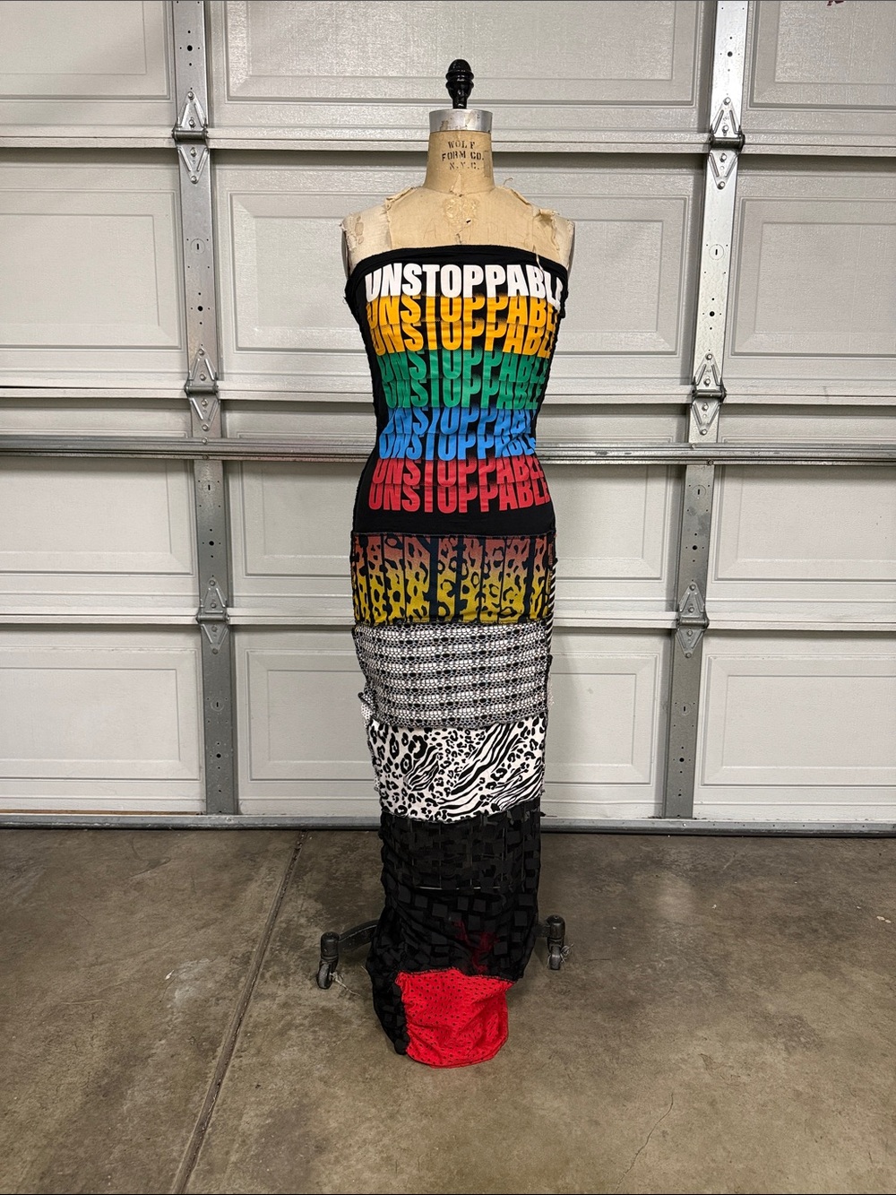 Strapless Rainbow 'Unstoppable' Patchwork Maxi Dress